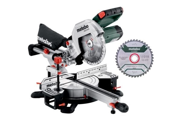 Metabo KGS 216 M SET, Dobbel skråstilling, 5000 RPM, 3750 RPM, 47°, 2°, 215 x 40 mm
