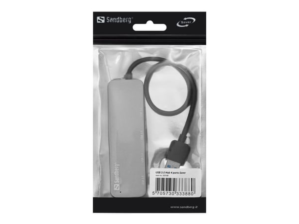 Sandberg Saver - Hub - 4 x SuperSpeed USB 3.0 - stasjonær
