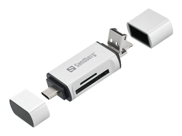 Sandberg - Kortleser (microSD, SD) - micro USB / USB / USB-C