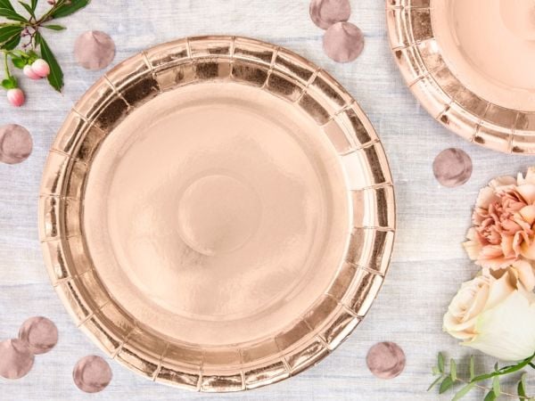 PartyDeco TPP36-019R, Tallrik, Rund, papper, Rose Gold, Monokromatiskt, 6 styck