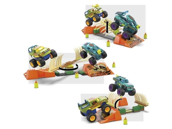 Mattel MEGA Hot Wheels Monster Trucks Mega-Wrex Bone Crash Stunt Track Construction Toy