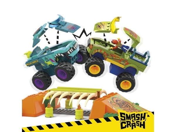 Mattel MEGA Hot Wheels Monster Trucks Mega-Wrex Bone Crash Stunt Track Construction Toy