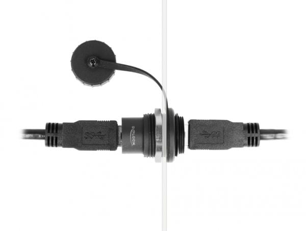 Delock - Trykklåsmodul - USB 3.2 Gen 1 with protective dust cap - USB - 1 USB-sokkel - svart