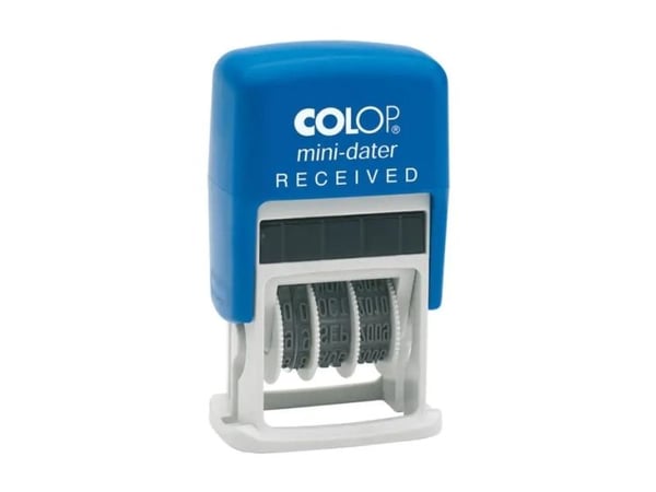 Colop Datumstempel mit Text Mini-Dater, Traditionell, Datumstämpel, Plast, 12 x 25 mm, Blå, Plast