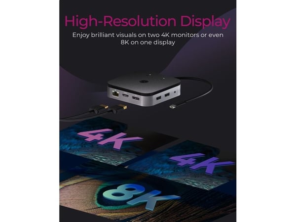 ICY BOX 7-in-1 - Dokkingstasjon - USB-C 3.2 Gen 2 / Thunderbolt 3 / Thunderbolt 4 - HDMI, DP - 1GbE