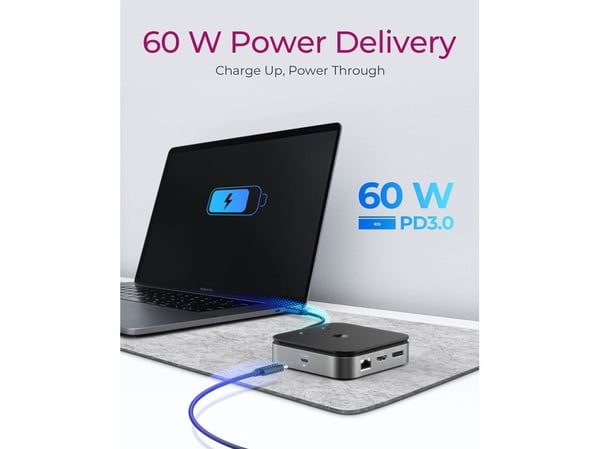 ICY BOX 7-in-1 - Dokkingstasjon - USB-C 3.2 Gen 2 / Thunderbolt 3 / Thunderbolt 4 - HDMI, DP - 1GbE
