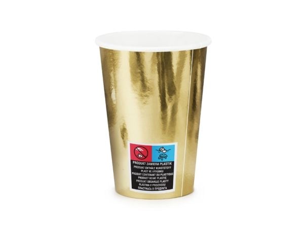 PartyDeco kopper, gull, 220ml én størrelse