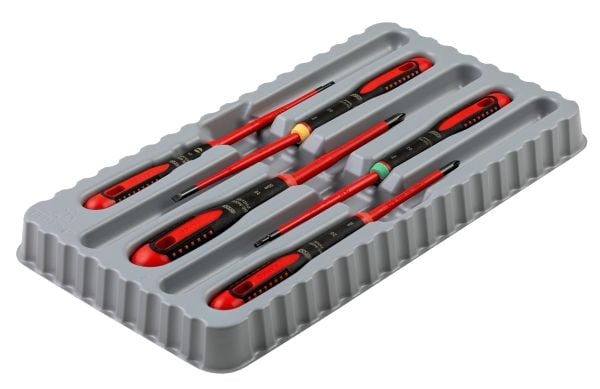 sett med 5 stk. Isolerte skrutrekkere for sporskruer, Philips og TORX, SLIM VDE ERGO, Bahco [BE-9871SL]