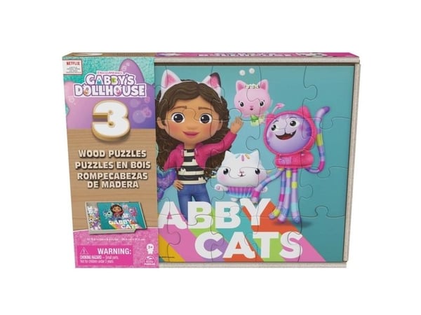 Gabby's Dollhouse 3x24 pcs. Wooden Puzzles