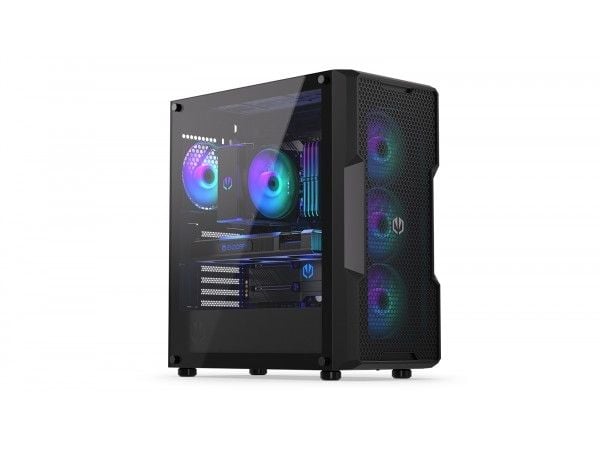 Endorfy Regnum 400 ARGB - PC-kotelo - ATX - sivupaneeli ikkunalla (karkaistua lasia) - ei virtalähdettä (ATX) - musta - USB/Audio