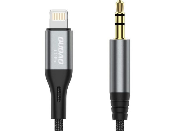 Dudao L11PRO 3.5mm Jack to Lightning cable 1m grå