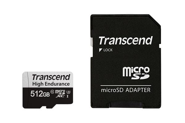 Transcend USD350V - Flashminnekort (microSDXC til SD-adapter inkludert) - 512 GB - UHS-I U3 / Class10 - microSDXC UHS-I