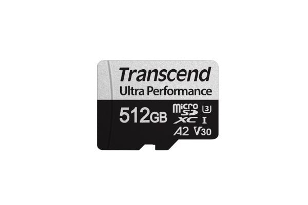 Transcend USD340S - Flashminnekort (microSDXC til SD-adapter inkludert) - 512 GB - A2 / Video Class V30 / UHS-I U3 / Class10 - microSDXC UHS-I