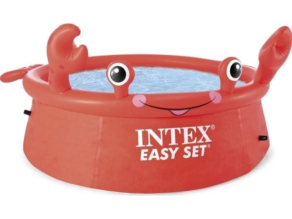 Intex Happy Crab Easy Set Pool, 880 L, Puhallettava uima-allas, Punainen, 3,75 kg