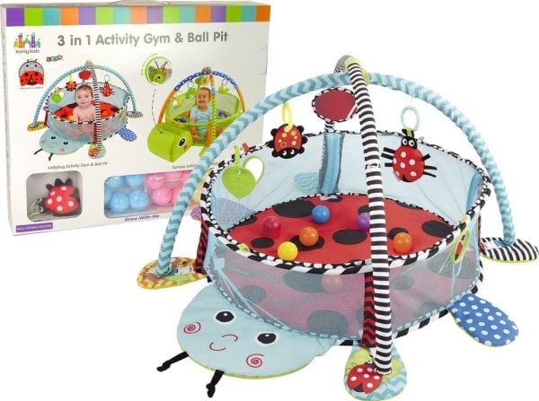 LeanToys Educational Mat Leppäkerttu Leikkikehä Pallot vauvalle