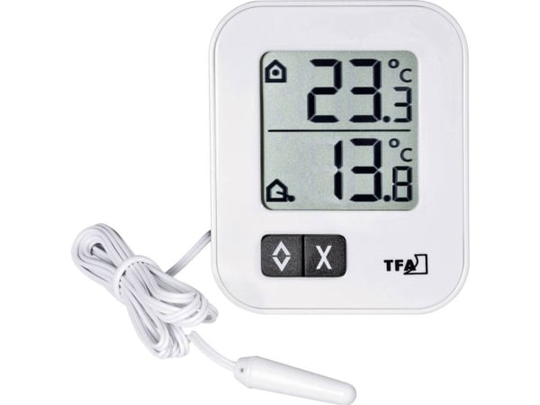 TFA-Dostmann MOXX, Elektronisk miljøtermometer, Inne/Ute, Digitalt, Hvit, Plastikk, Bord