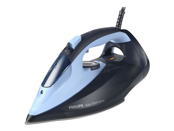 Philips 7000 series DST7041 - Dampstrykejern med automatisk slukking - såleplate: SteamGlide Elite - 2400 W - lys blå/mørk blå