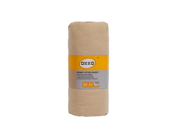 sengeteppe Okko 603, beige, 180/200x200 cm, med elastisk kant