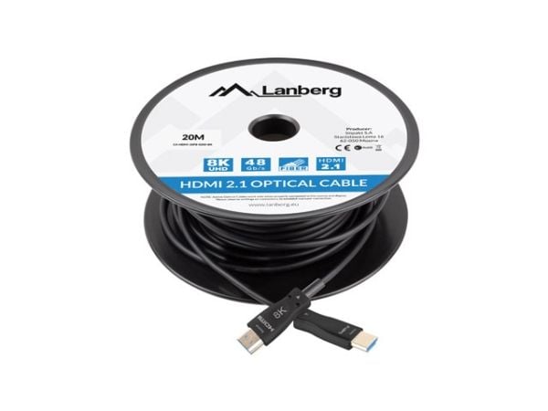KAAPELI HDMI M/M V2.1 20M 8K MUSTA OPTINEN AOC LANBERG