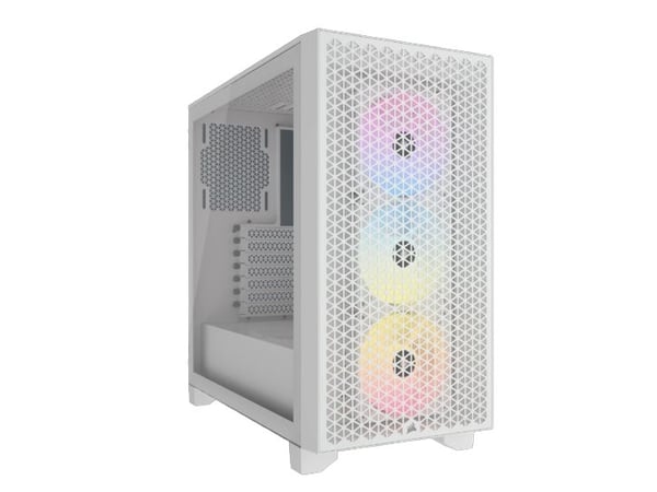 CORSAIR 3000D RGB AIRFLOW - Mid tower - utvidet ATX (E-ATX) - sidepanel med vindu (herdet glass) - ingen strømforsyning (ATX) - hvit - USB/lyd