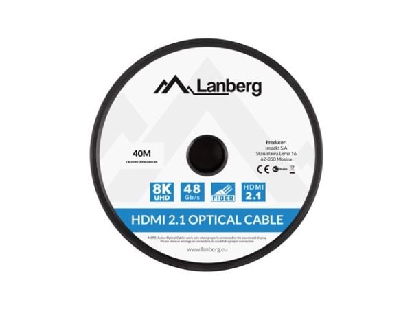 KAAPELI HDMI M/M V2.1 40M 8K MUSTA OPTINEN AOC LANBERG