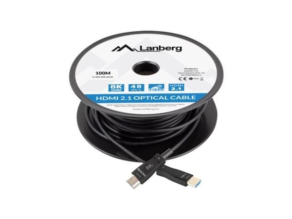 KAAPELI HDMI M/M V2.1 100M 8K MUSTA OPTINEN AOC LANBERG