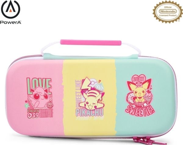 PowerA NSCS0125-01, Deksel, Nintendo, Grønn, Rosa, Gul, Filt, Gummi, Nintendo Switch, Nintendo Switch Lite, Nintendo Switch OLED, Ripebestandig