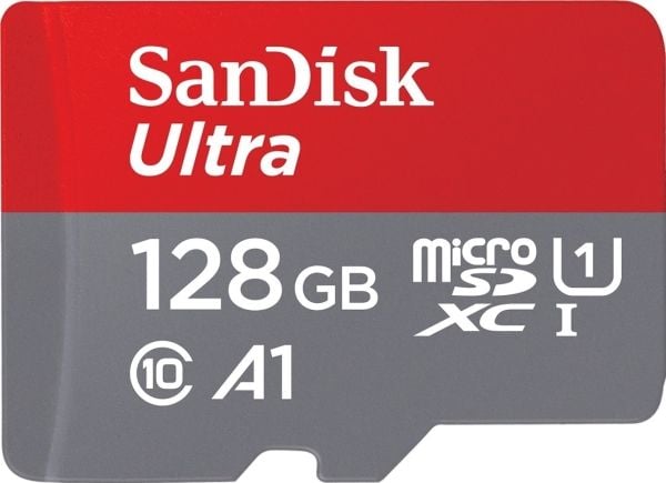 SanDisk Ultra - Flashminnekort (microSDXC til SD-adapter inkludert) - 128 GB - A1 / UHS-I U1 / Class10 - microSDXC UHS-I