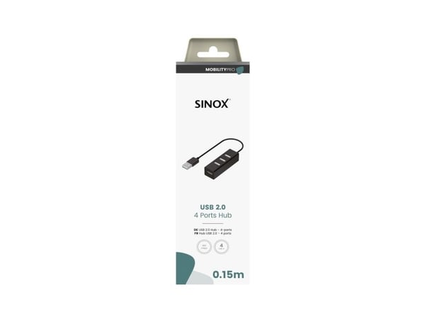 Sinox PRO USB 2.0 hub med 4 portar 0,15 m svart