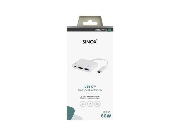 Sinox PRO USB C -keskitin. 0,15m. Valkoinen