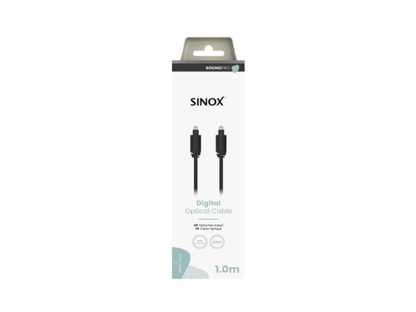 Sinox PRO optisk kabel. 1m. Grå/sort