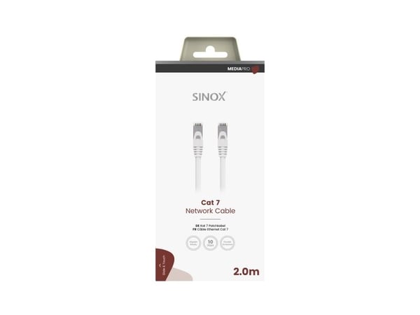 Sinox PRO S-FTP Cat7 verkkokaapeli. 2m. valkoinen