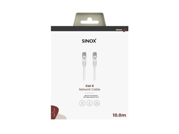 Sinox SOC08610, 2 m, Cat6, U/UTP (UTP), RJ-45, RJ-45, Hvit