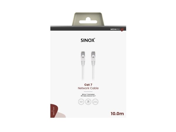 Sinox PRO S-FTP Cat7 verkkokaapeli. 10m. Valkoinen