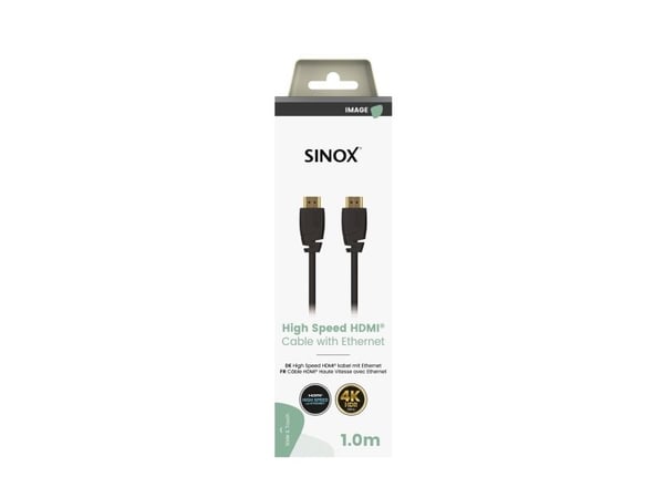 Sinox SOV03061, 1 m, HDMI Type A (Standard), HDMI Type A (Standard), 18 Gbit/s, Audio Return Channel (ARC), Black