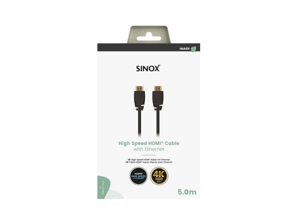 Sinox SOV03065, 5 m, HDMI Type A (Standard), HDMI Type A (Standard), 18 Gbit/s, Audio Return Channel (ARC), Black