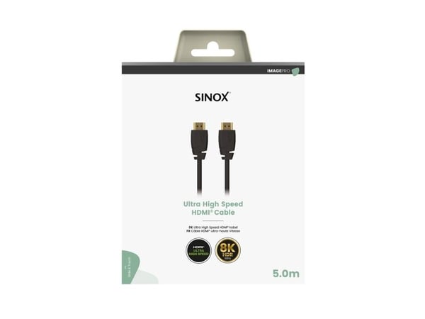 Sinox SXV03075, 5 m, HDMI Typ A (standard), HDMI Typ A (standard), 48 Gbit/s, Svart