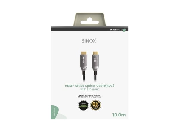 Sinox SHD030710, 10 m, HDMI Type A (Standard), HDMI Type A (Standard), 3D, 48 Gbit/sek, musta, harmaa