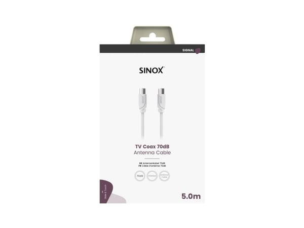 Sinox 70dB antennkabel, 5 m, Vit