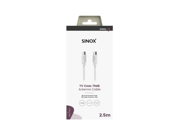Sinox antennkabel 70 dB 2,5 m vit