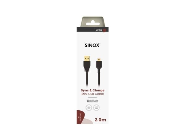 Sinox USB A - Mini-USB-kaapeli. 2m. Lajittele