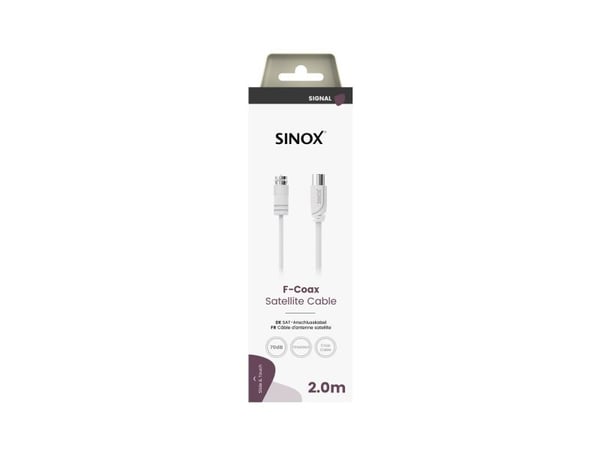 Sinox SOV09752, 2 m, Koaxial, F-typ, Vit