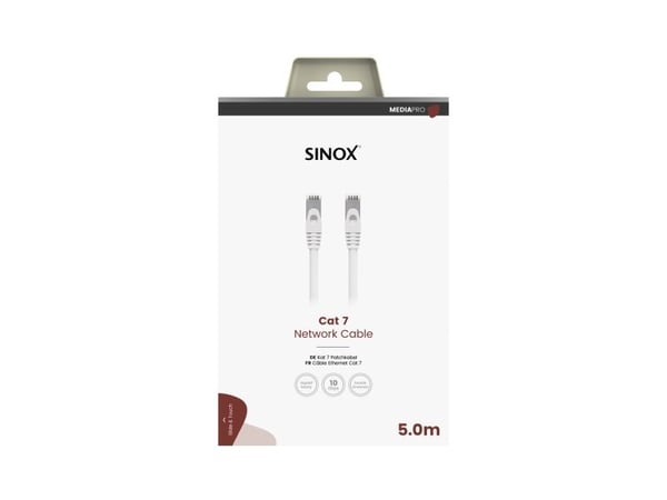 Sinox PRO S-FTP Cat7 verkkokaapeli. 5m. valkoinen