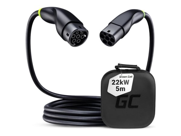 Green Cell EV-ladekabel type 2 plugg - 3-faset, 32A - Opptil 22 kW - 5 meter