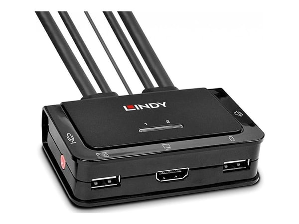 Lindy Compact 2 Port KVM Switch - KVM-svitsj - 2 x KVM/lyd/USB - 1 lokalbruker - stasjonær