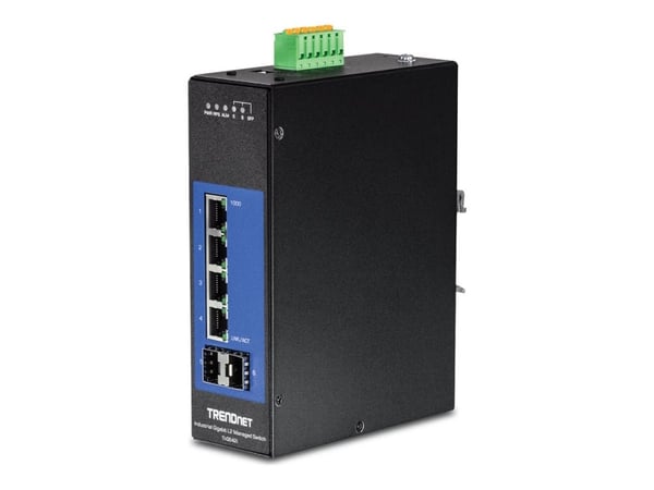 TRENDnet TI-G642I - Switch - Administrerad - 4 x 10/100/1000 + 2 x Gigabit SFP - DIN-skenmonterbar - likström - TAA-kompatibel