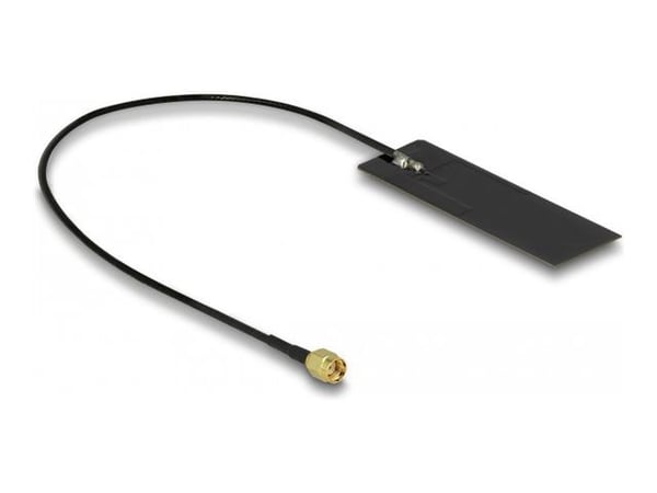 Delock WLAN WiFi 6 802.11 ac/ax/a/h/b/g/n antenni RP-SMA liitin 2 - 4 dBi 15 cm PCB sisäinen liimakiinnityslaite