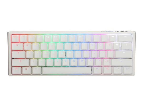 Ducky One 3 Mini - Tastatur - bakgrunnsbelyst - USB-C - QWERTY - Tysk - tastsvitsj: CHERRY MX Blue - ren hvit Ducky One 3 Mini - Tastatur - bakgrunnsbelyst - USB-C - QWERTY - Tysk - tastsvitsj: CHERRY MX Blue - ren hvit