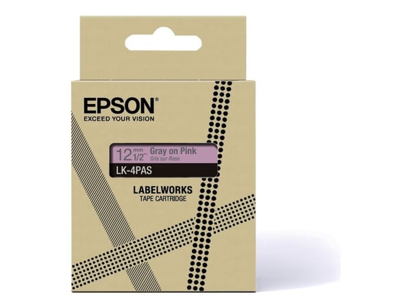 Epson LabelWorks LK-4PAS - Myk rosa/grå - Rull (1,2 cm) 1 kassett(er) tape - for LabelWorks LW-C410, LW-C610