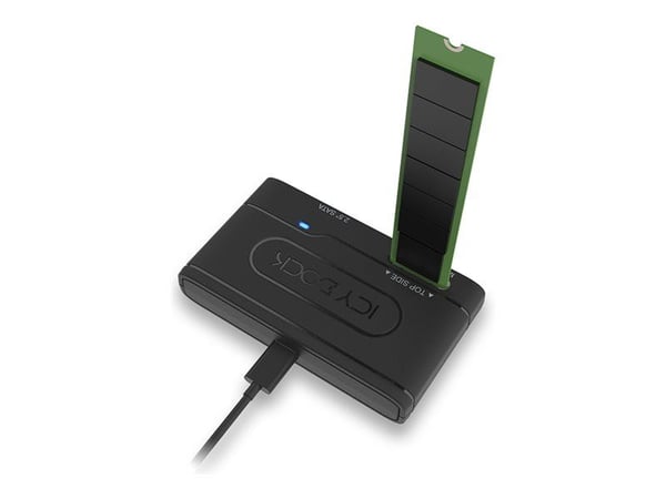 ICY DOCK EZ-adapter MB104U-1SMB - Lagringskontroll - 2,5", M.2 - M.2-kort (PCIe NVMe & SATA) / SATA SSD - USB 3.2 (Gen 2) - sortering